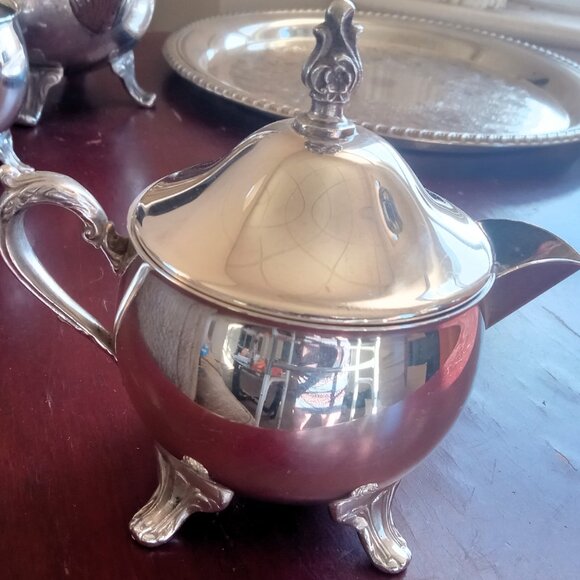 Vintage Kent Silversmiths Silverplate Coffee / Tea Set W/ Tray - Baroque - Picture 14 of 16